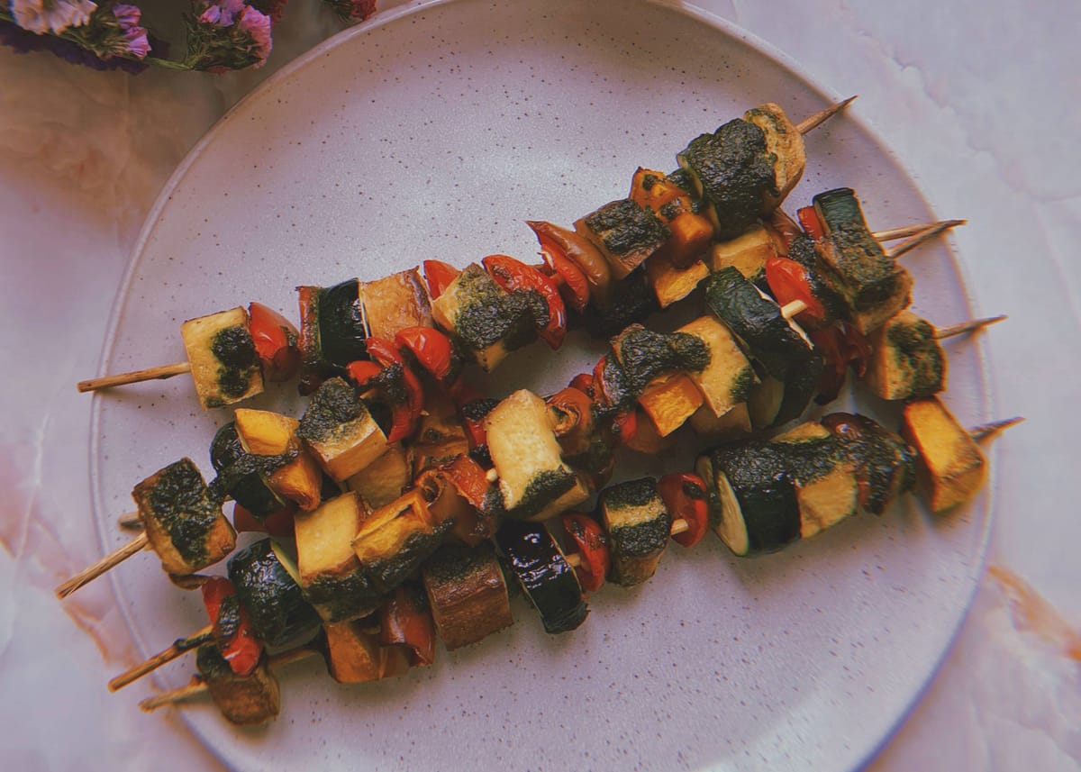 spiedini di tofu e verdure