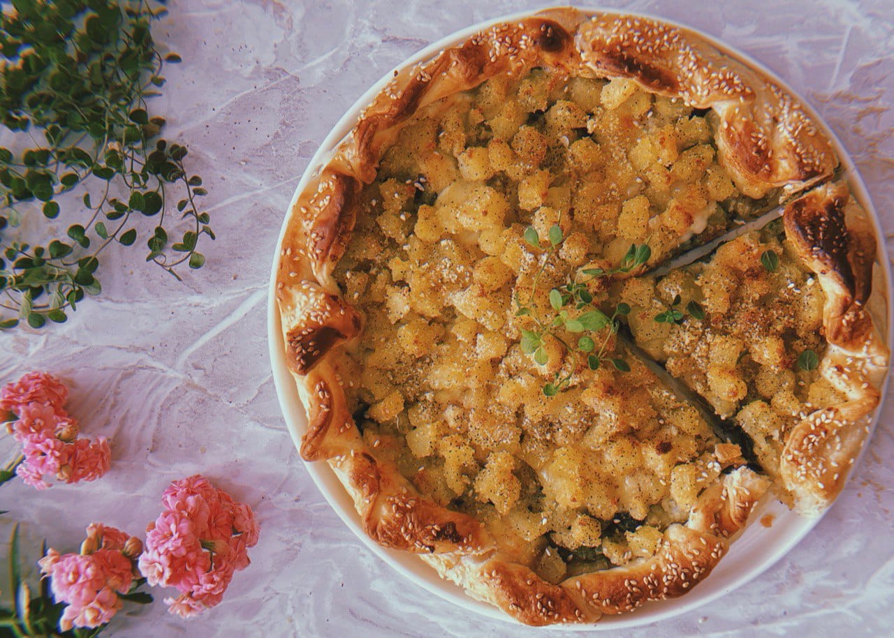 torta salata con patate sabbiose e bietole